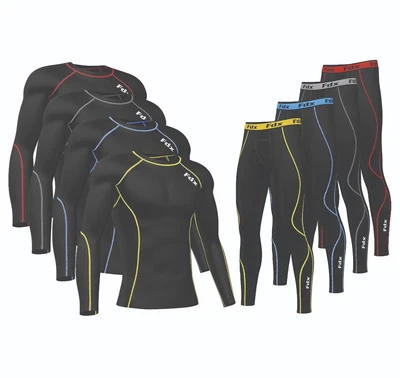 £20.50 • Buy FDX Mens Compression Armour Base Layer Top Skin Fit + Compression Leggings Set 