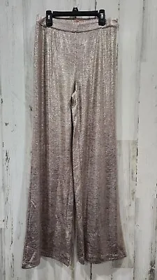 UNIQUE VINTAGE Size XS Silver Metallic Wide Leg Elastic Waist Pants **NWT** • $19