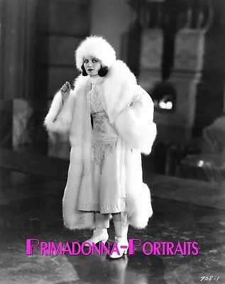 POLA NEGRI 8x10 Lab Photo 1920s FASHION DIVA In A WHITE FUR COAT PORTRAIT • $14.99