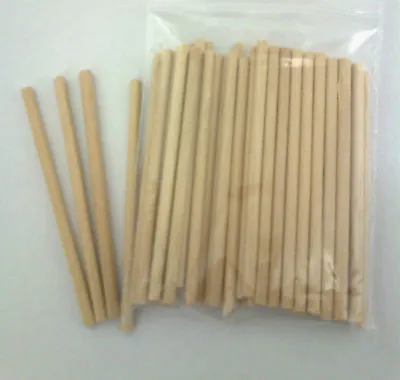 50  X  89mm (3.5 )  LONG 4MM DIA WOODEN LOLLY POP STICKS LOLLIPOP COOKIE CRAFT • £2.85