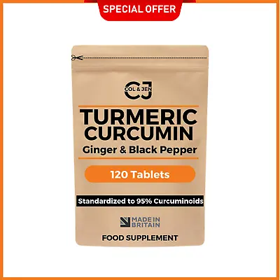 £6.99 • Buy Turmeric 5000mg + Ginger + Black Pepper | 120 Vegan Tablets - 95% Curcuminoids