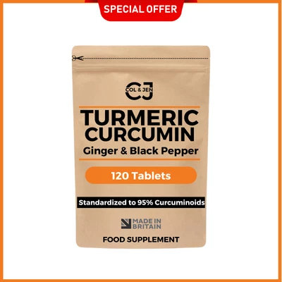 £6.99 • Buy Turmeric 5000mg + Ginger + Black Pepper | 120 Vegan Tablets - 95% Curcuminoids