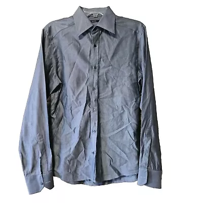  Gucci Shirt Grey Mens Large 16/41 Button Up Slim 100% Cotton  • $42.46