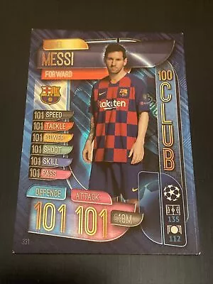 Match Attax 2019/2020 19/20 Lionel Messi 100 101 Hundred Club No 331 Barcelona • £7.99