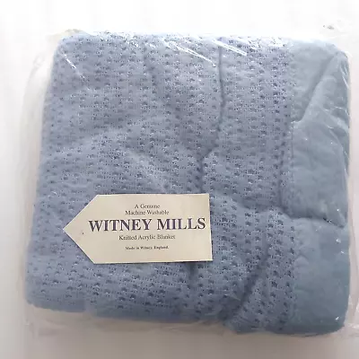 Vintage Witney Mills Knitted Cellular Acrylic Blanket Double Size 230 X 230 Cm • £39.95