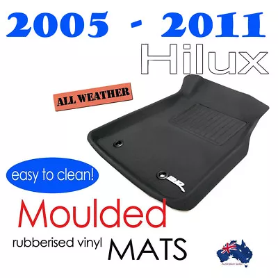 To Suit Toyota Hilux Dual Cab SR5 2005 - 2011 - Black Rubber 3D Floor Car Mats • $229