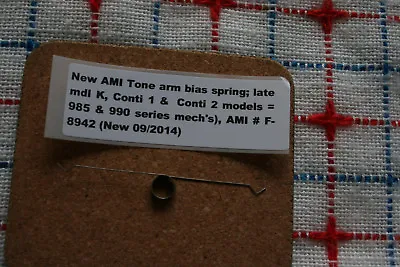 AMI Juke Model K To Continental 2 Tone Arm Bias Spring HARD TO FIND! NEW! F8942 • $24.44