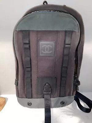 CHANEL Vintage 2002 Sport Collection Black And Green CC Logo Patch Backpack • $805