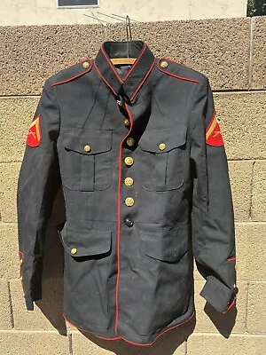 USMC Dress Navy Blue Jacket Service Coat 42L Patches Buttons & Hardware • $44.99