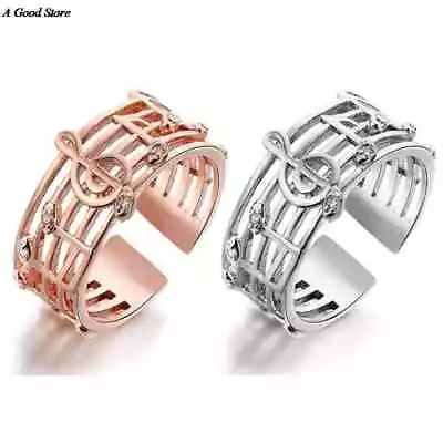 New Design Women Rings Musical Note Hollow Ring Adjustable Opening Charms Finge • £3.96