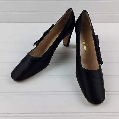 Vintage Mario Of Florence Women's Satin Heels Pumps Black Size 7.5N • $44.99