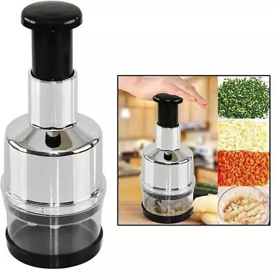 Manual Hand Press Garlic Onion Vegetable Food Chopper Cutter Processor Dicer UK • £7.63