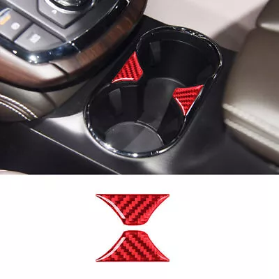 2Pcs For Mazda CX-9 16-20 Red Carbon Fiber Center Console Water Cup Holder Cover • $6.98