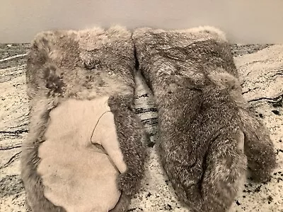 Rabbit Fur Trapper Gloves Mittens Leather Winter Sherpa Lined Large L • $89