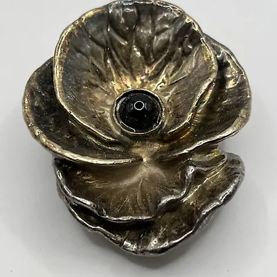 Vintage Signed MH Sterling Silver 925 Large Flower Brooch Pin.  #9 • $64.99