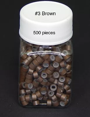 500 Silicone Micro Link Rings 5mm Lined Beads Hair Extensions Tool Brown • $6.75