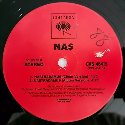 1999 - Nas - Nastradamus - Columbia Records Og Promo With Acapella - Mobb Deep • $10