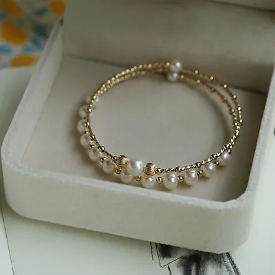 $34.99 • Buy 7.5-8   Beautiful 8-9MM AAA Akoya Real Natural White Round Pearl Bracelet 