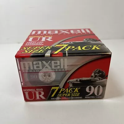 Maxwell Audio Cassette Normal Bias UR 90 Blank Super Size 7 Pack 135M - NEW! • $10.99