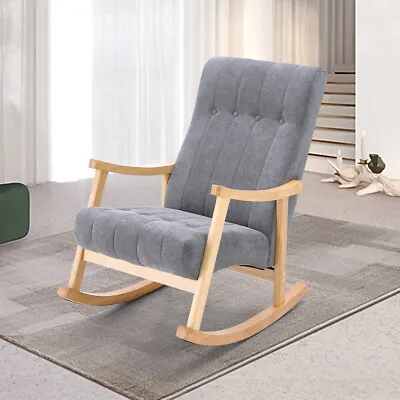 £149.95 • Buy Modern Accent Rocking Chair Upholstered Velvet Rocker Armchair Grey Nursery Sofa