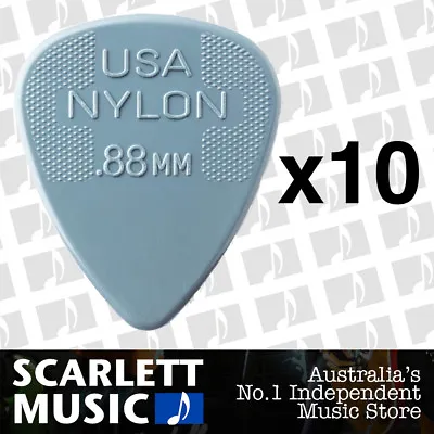 $7.20 • Buy 10 X Jim Dunlop Nylon Standard Greys .88mm Guitar Picks Plectrums 0.88 Grey