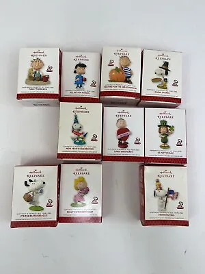 Hallmark Keepsake Peanuts 12 Months Of Fun Lot Of 10 W/ Display Stand /rb • $95