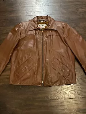 Vintage The Leather Shop Sear’s Genuine Biker Jacket Zip 40 REGULAR Liner Inc • $50