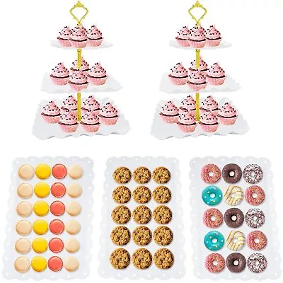 5 Pcs Dessert Table Display Set Cupcake Stand Set With 2xSquare 3-Tier Cake ... • $34.29