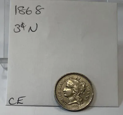 $19.95 • Buy 1868 Liberty Head THREE CENT NICKEL, 3c Circulated