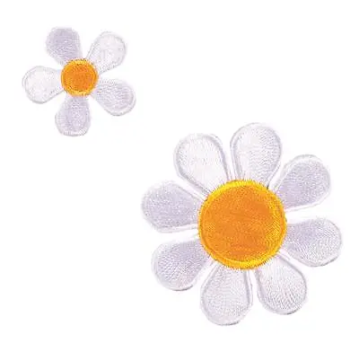 Sew On Motifs Or Iron On Dresses Garments Appliques Patches -Two White Daisies • £4.99