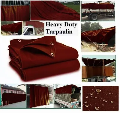 Tarpaulin 100% Cotton Extra Heavy Duty Waterproof Car Boat Truck Cover Burgundy • £9.87