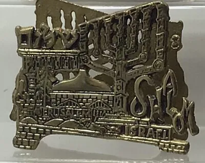 Vintage 70’s Israel Museum Jerusalem Menorah Peace Shalom Brass Napkin Holder • £23.99