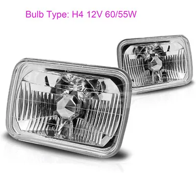 7 Inch Rectangular Conversion HeadLights Chrome Clear Replace Lamps ABS Plastic • $26.99