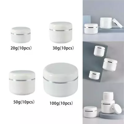 10 Empty Round Pot Jars Samples Containers With Lid For Creams • £7.18