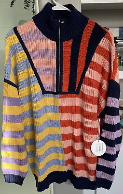 Staud Hampton Acid Trip Sweater Acid Stripe Size M NWT • $165