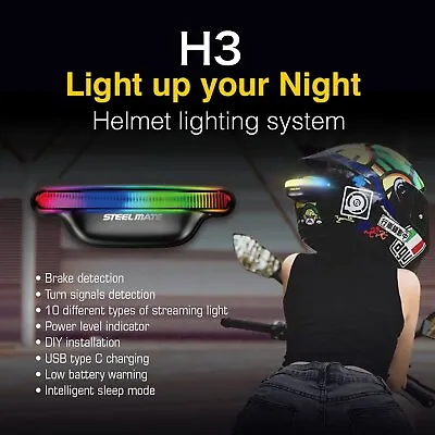 H3 Motorcycle Wireless Helmet Signal Brake & Turn LED Signal Light For Safety • $59.99