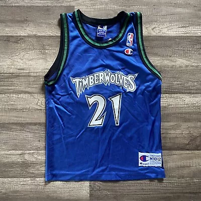 Vintage 90s Champion Minnesota Timberwolves Kevin Garnett 21 Jersey Youth Size M • $24.99