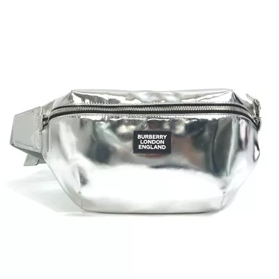 BURBERRY 8029143 Logo Waist Pouch Shoulder Bag Metallic Body Bag Silver • $693
