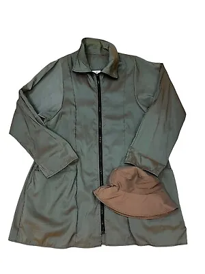 Maralyce Ferree Olive To Teal Iridescent Zip Back Cape Trench Rain Coat OS S M L • $50