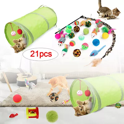 21X  Funny Cat Toys Pet Tunnel Play Kitten Stick Mouse Cats Stick Bulk Ball Toy • $11.99