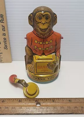 Vintage 1940s J. CHEIN & CO. Tin Mechanical Lithographed Monkey Bank AS IS • $24.60