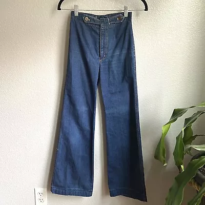 1980s VTG Chemin De Fer Jeans High Waist Flare Dark Blue Denim • $120