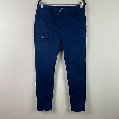 J Jill Utility Pants Size 12 Blue Cargo Pocket Stretch Slim Leg • $16.95