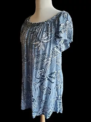 Ladies On/off Shoulder Longline Top Shades Of Blue Size  18  By Primark • £7