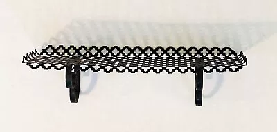 Vintage  MCM 1950's Metal Filigree Wall Shelf Black • $24.99