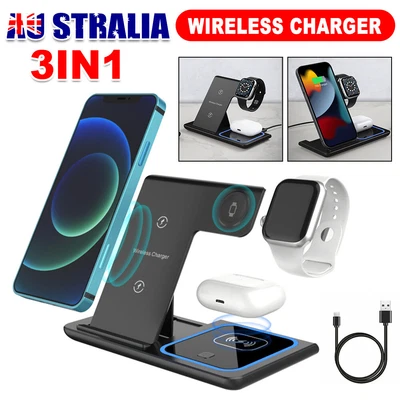 $28.95 • Buy Wireless Charger Dock Charging Station 3in1 For IPhone 13 12 XS IWatch Earphones