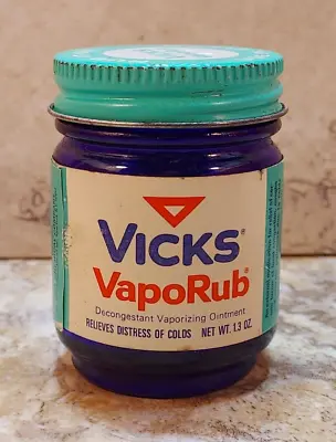 Vintage Vicks VapoRub 1.3 Oz Rare Glass Jar With Label • $20