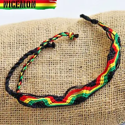 Rasta Friendship Rope Wrist Bracelet 100% Cotton Reggae Marley Irie Jamaica 11  • $10.99