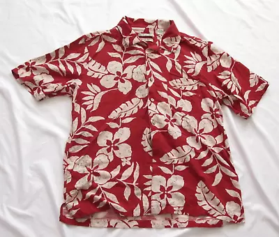 Men's Batik Bay 100% Washable Silk Floral  Button Short Sleeve Shirt Sz L (MT48) • $17.99