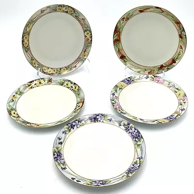 5 MZ Austria Porcelain China Dessert Plates Hand Painted Floral Rims 8.5  • $32